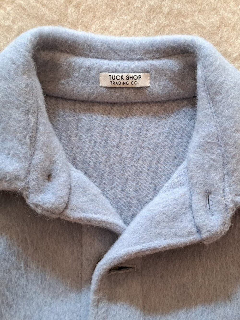 TUCK SHOP TRADING CO. Oversized Cottage Coat, wool blend, pale blue, sz M - Picture 5 of 8